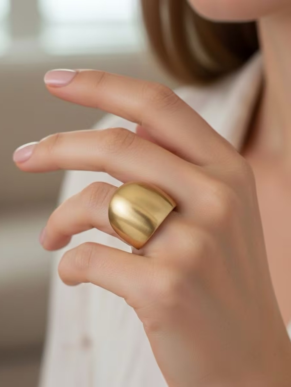 NWT Calvin Klein Polished ION Plated Yellow Gold Dome Ring